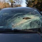 A shattered windshield.