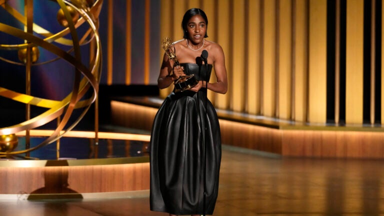 Ayo Edebiri accepts her first Emmy.