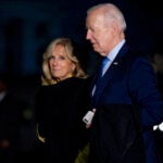 President Joe Biden and first lady Jill Biden arrive at the White House in Washington.