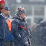 New England Patriots head coach Bill Belichick in the first half at Gillette Stadium.