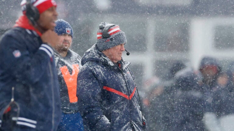 New England Patriots head coach Bill Belichick in the first half at Gillette Stadium.