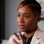 Andrea Campbell, Attorney General of Massachusetts, answers a question during an interview at the State Attorneys General Association meetings.