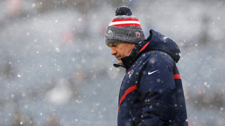 New England Patriots head coach Bill Belichick prior to an NFL football game, Sunday, Jan. 7, 2024, in Foxborough, Mass.
