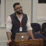 Mohammed Albehadli during a meeting in South Portland, Maine.