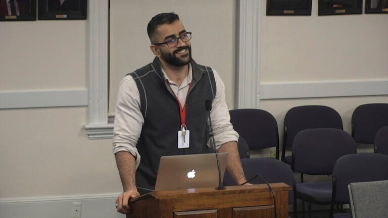 Mohammed Albehadli during a meeting in South Portland, Maine.