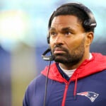 New England Patriots inside linebacker coach Jerod Mayo watches from the sideline during the second half of an NFL football game against the Jacksonville Jaguars, Sunday, Jan. 2, 2022, in Foxborough, Mass. Whether Bill Belichick’s future as the New England Patriots head coach will extend beyond this season remains an open question. But Jerod Mayo, one of the candidates to possibly succeed the legendary coach reiterated on Tuesday, Jan. 2, 2024 that he believes he’s ready for an opportunity to lead an NFL team.