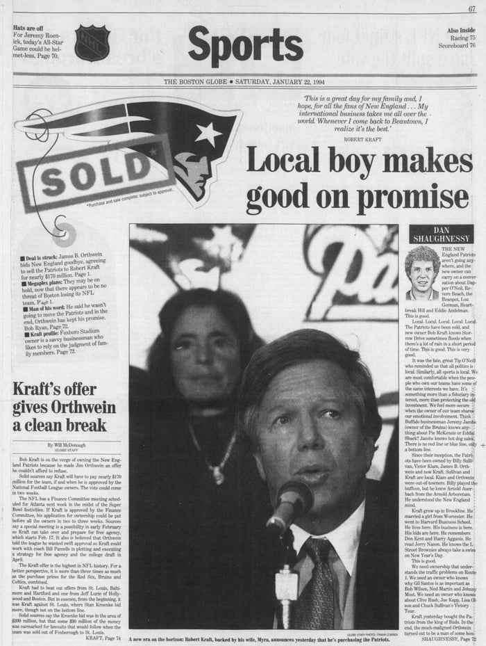 Robert Kraft bought the Patriots in 1994, faced outlandish problems