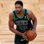 Boston Celtics' Tristan Thompson plays against the Portland Trail Blazers during the first half of an NBA basketball game, Sunday, May 2, 2021, in Boston.