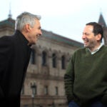 Best friends and successful authors John Kenney, left, and Bill Landay, right, grew up together in West Roxbury, MA.