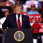 President Donald J. Trump at his "Keep America Great" re-election campaign rally at SNHU Arena in Manchester, NH on Aug. 15, 2019.