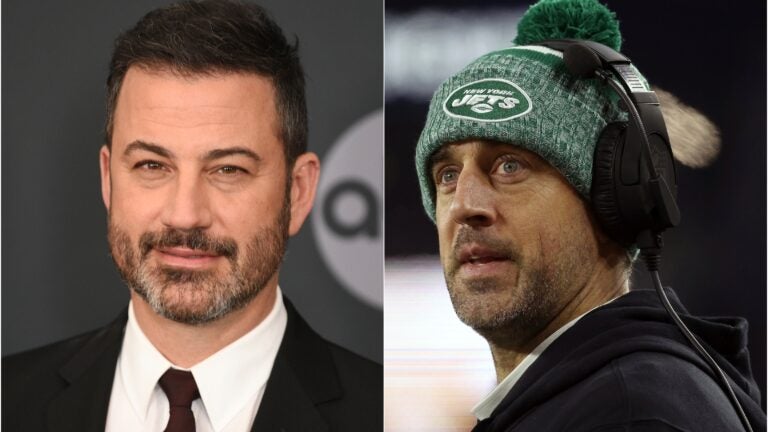 Jimmy Kimmel and Aaron Rodgers.
