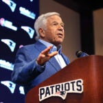 New England Patriots owner Robert Kraft answered question about the departure of head coach Bill Belichick at Gillette Stadium.