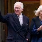 Britain's King Charles III and Queen Camilla leave The London Clinic.