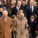 FILE - Britain's King Charles III and Queen Camilla arrive to attend the Christmas day service at St Mary Magdalene Church in Sandringham in Norfolk, England on Dec. 25, 2023.