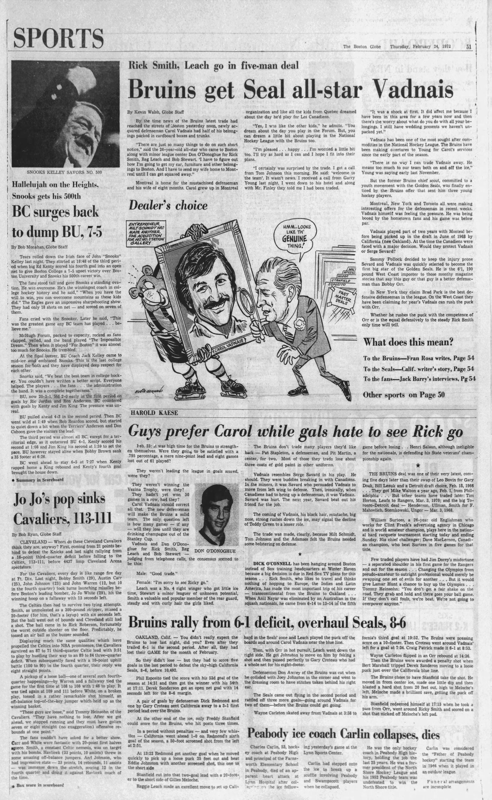 Bruins 1972 comeback Globe sports