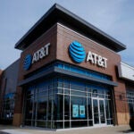 An AT&T retail location is shown in Willow Grove, Pa., Thursday, Feb. 22, 2024.