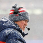 New England Patriots head coach Bill Belichick on the sideline during the first half of an NFL football game against the New York Jets on Sunday, Jan. 7, 2024, in Foxborough, Mass.