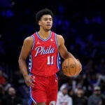 Philadelphia 76ers' Jaden Springer plays during an NBA basketball game, Friday, Jan. 5, 2024, in Philadelphia.