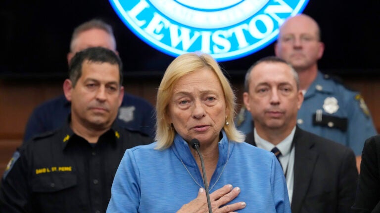 Gov. Janet Mills speaks during a news conference.