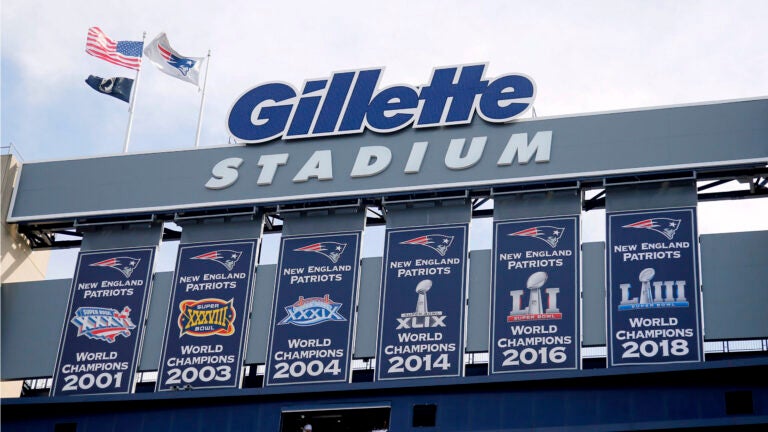 Gillette Stadium Patriots Super Bowl banners