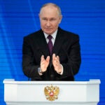Russian President Vladimir Putin delivers his state-of-the-nation address in Moscow, Russia.