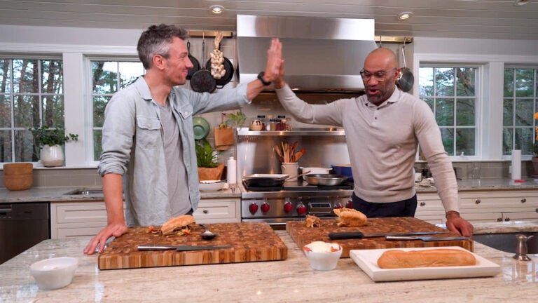 A still from the series "Tomorrow's Menu" with chef Douglass Williams, right.