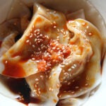 Spicy dumplings in a bowl