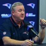 New England Patriots newly hired Offensive Coordinator Alex Van Pelt (cq) at an afternoon press-conference. at Gillette Stadium. (