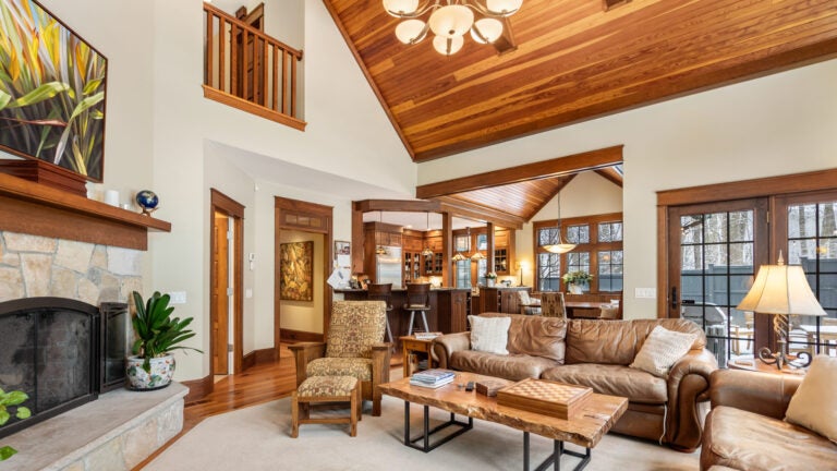 The first floor of a two-home Wellesley property