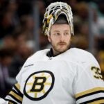 SEATTLE, WASHINGTON - FEBRUARY 26: Linus Ullmark #35 of the Boston Bruins looks on during the second period against the Seattle Kraken at Climate Pledge Arena on February 26, 2024 in Seattle, Washington.