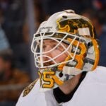 ELMONT, NEW YORK - DECEMBER 15: Linus Ullmark #35 of the Boston Bruins skates against the New York Islanders at UBS Arena on December 15, 2023 in Elmont, New York.