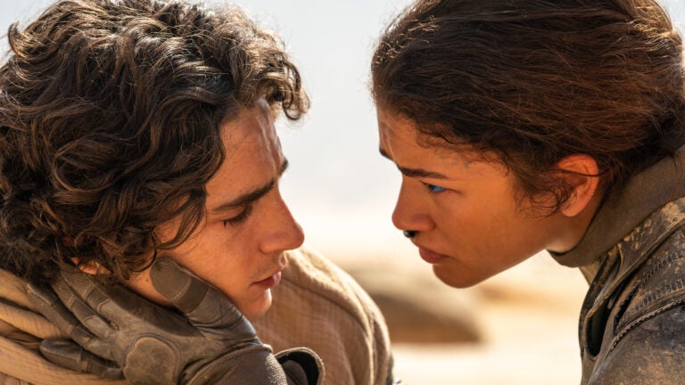 Timothée Chalamet as Paul Atreides and Zendaya as Chani in “Dune: Part Two.”