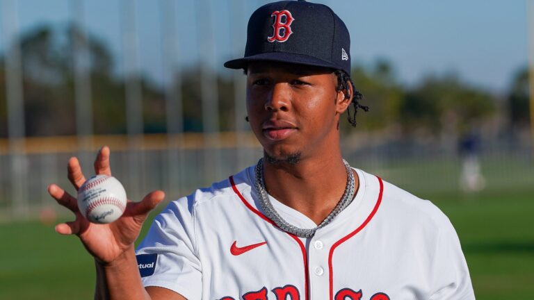Boston Red Sox pitcher Brayan Bello (66) during Picture Day at Boston Red Sox Spring Training.