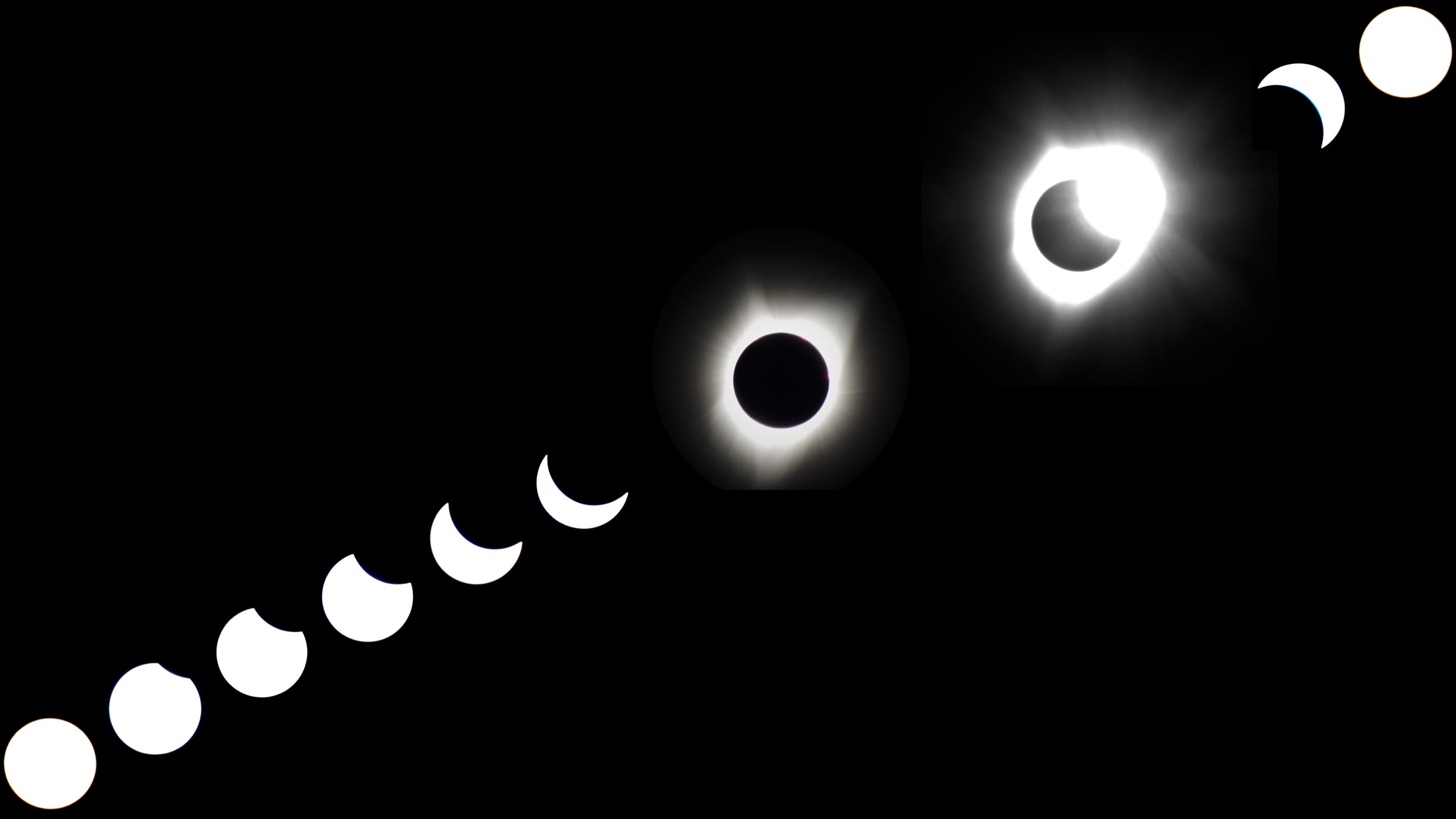 A composite photo of the 2017 total solar eclipse as seen from Ketchum, Idaho.