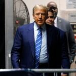 Former US President Donald Trump returns to the courtroom after a short recess in the second day of his trial for allegedly covering up hush money payments linked to extramarital affairs, at the Manhattan Criminal Court in New York City on April 16, 2024.