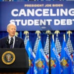 President Joe Biden speaks at an event.