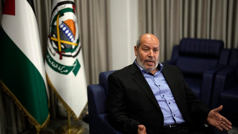 Khalil al-Hayya, a high-ranking Hamas official who has represented the Palestinian militant group in negotiations for a cease-fire and hostage exchange deal, speaks during an interview.