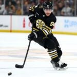 BOSTON, MASSACHUSETTS - MARCH 05: Jakub Lauko #94 of the Boston Bruins skates against the Edmonton Oilers during the first period at TD Garden on March 05, 2024 in Boston, Massachusetts.