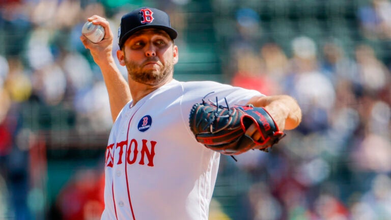 Boston Red Sox starting pitcher Kutter Crawford delivers a pitch against the Cleveland Guardians during first inning MLB action at Fenway Park.