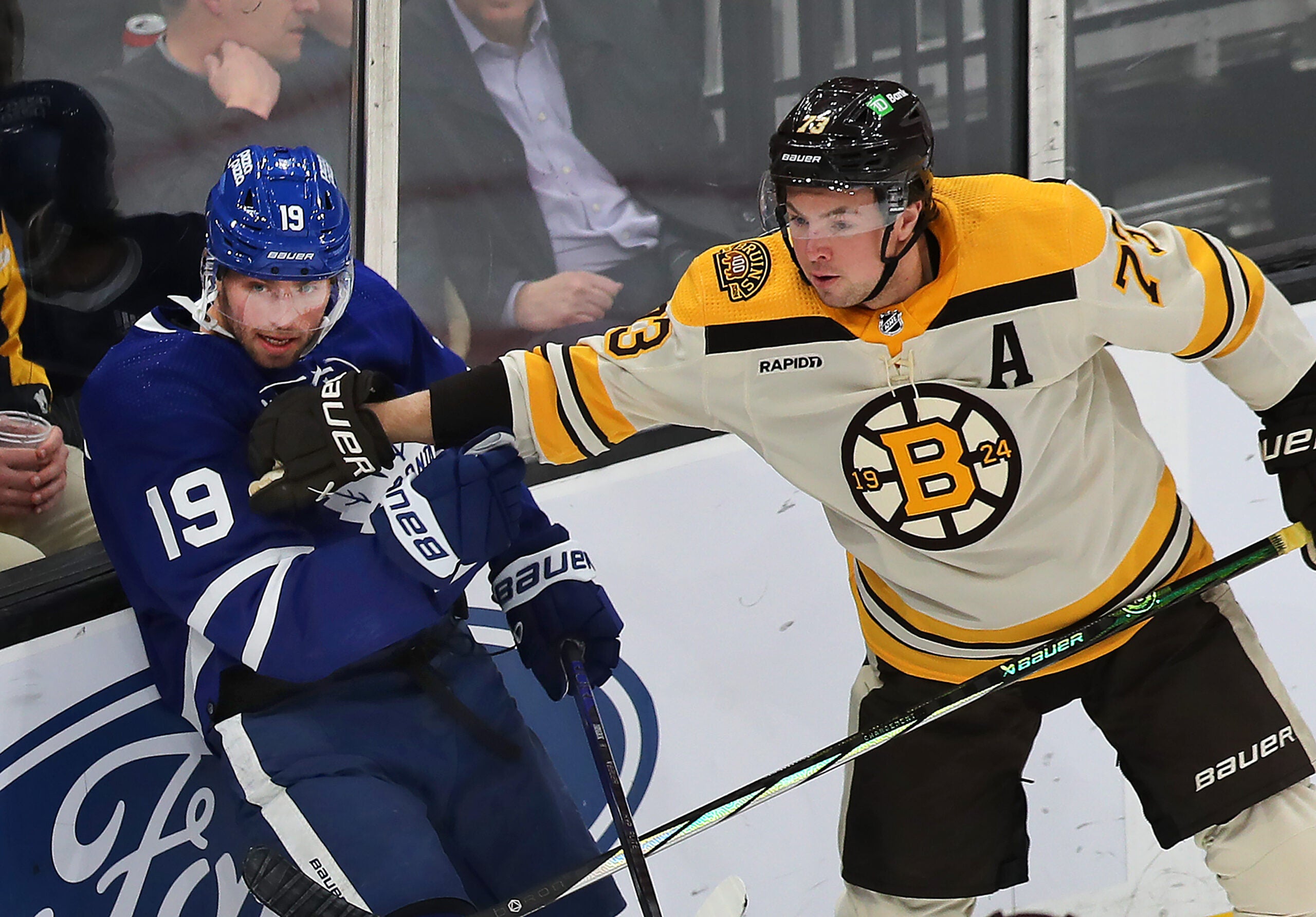 It won't be easy for Charlie McAvoy and the rest of the Bruins defensemen to push around the Maple Leafs.