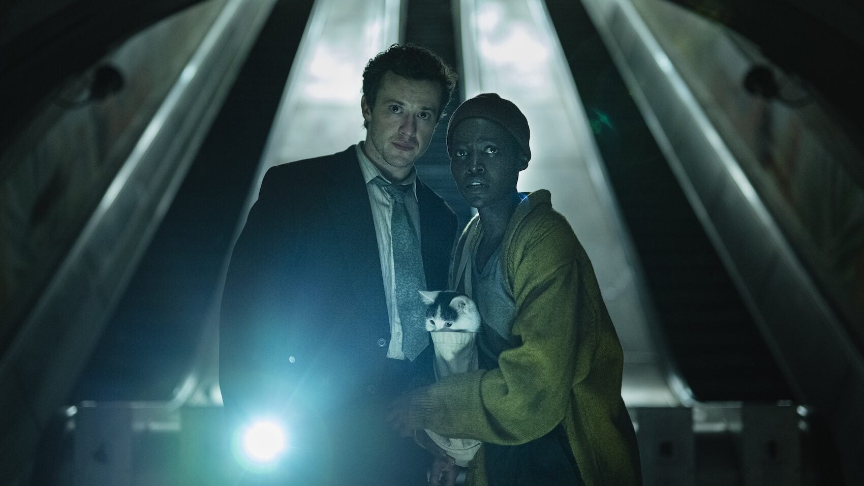Lupita Nyong’o as “Samira” and Joseph Quinn as “Eric” in "A Quiet Place: Day One."