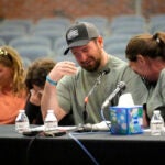 James Herling pauses his testimony.