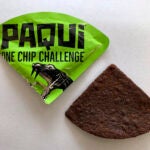 A Paqui One Chip Challenge chip.