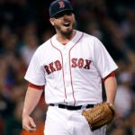 FILE - Boston Red Sox relief pitcher Austin Maddox reacts during the sixth inning of a baseball game at Fenway Park in Boston, Thursday, Sept. 28, 2017.