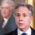 Secretary of State Antony Blinken speaks during at a Memorandum of Understanding Signing Ceremony with Spanish Foreign Minister José Manuel Albares on Friday, May 10, 2024, in Washington.
