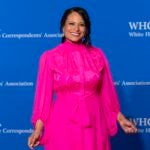 NBC News anchor Kristen Welker poses for photographers as she arrives at the annual White House Correspondents' Association Dinner in Washington.