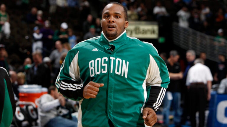 FILE - Boston Celtics forward Glen Davis warms up before facing the Denver Nuggets in the first quarter of an NBA basketball game in Denver on Monday, Feb. 23, 2009.