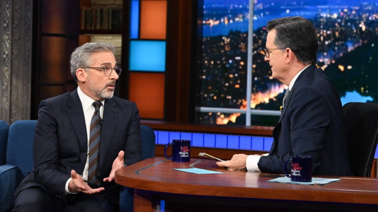 The Late Show with Stephen Colbert and guest Steve Carell.