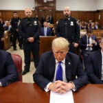 Former President Donald Trump appears at Manhattan criminal court during jury deliberations in his criminal hush money trial in New York, Thursday, May 30, 2024.