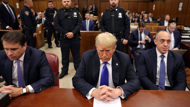 Former President Donald Trump appears at Manhattan criminal court during jury deliberations in his criminal hush money trial in New York, Thursday, May 30, 2024.